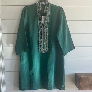 Bella Tu Green Embellished Tunic Dress